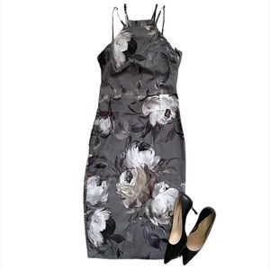 ASOS grey floral pencil dress